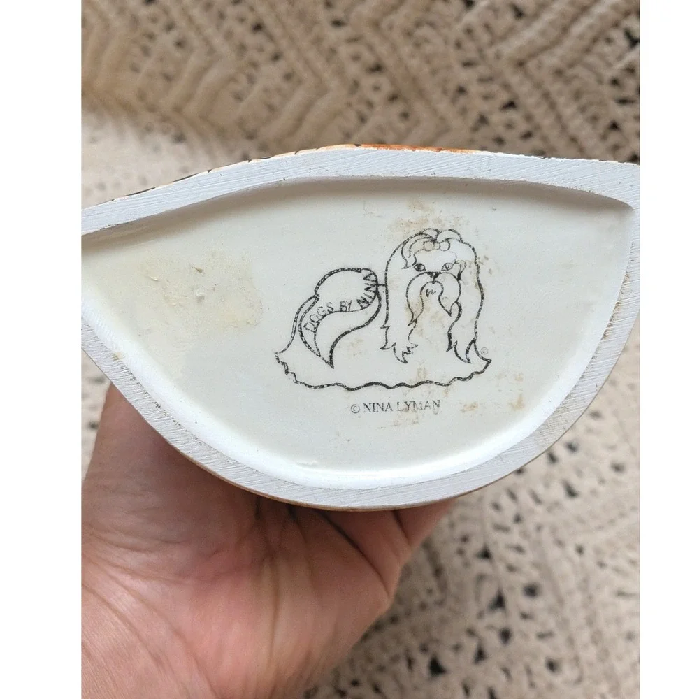 Nina Lyman Dogs by Nina Golden Retriever Puppy Ceramic Vase Hand Painted 8.5in